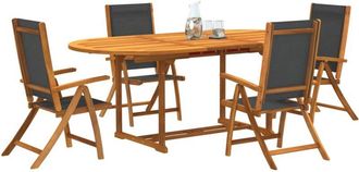 vidaXL Juego Comedor De Jard&iacute;n 5 Pzas Madera Maciza Acacia Y Textileno Vidaxl