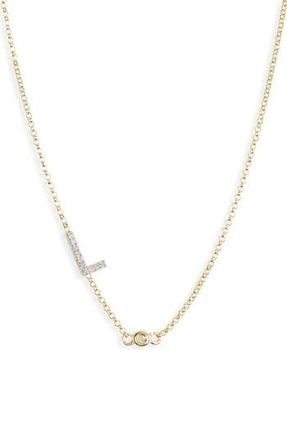 Meshmerise Bezel Diamond Initial Chain Necklace - 0.2ct. in Yellow-L at Nordstrom Rack