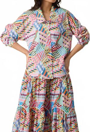 Rujuta Sheth Isla Button Shirt In Patchwork Print