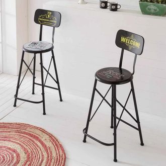 Wanderlust Deco Taburete alto de metal 46 x 40 x 100h cm
