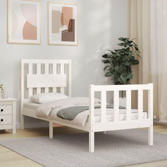 vidaXL Bed Frame without Mattress White Small Single Solid Wood Pine Vidaxl