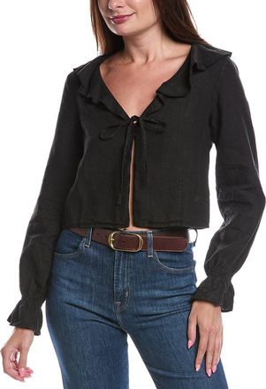 Nation Ltd Camila Ruffle Tie-Front Linen Top