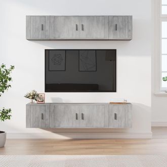 vidaXL Vidaxl - Set De Muebles De Tv 6 Pzas Madera Contrachapada Gris Hormig&oacute;n