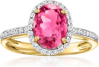 Ross-Simons Pink Tourmaline Ring With. Diamonds in 14kt Yellow Gold