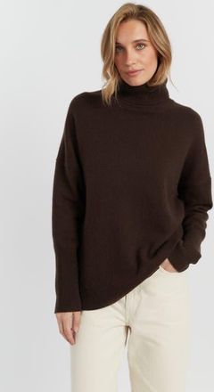 Chinti and Parker Pure Cashmere Roll Neck Sweater in Chocolate at Nordstrom, Size X-Large