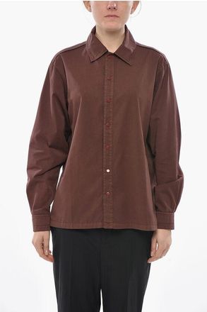 Christophe Lemaire Camicia in Popeline di Cotone con Bottoni Automatici taglia 40