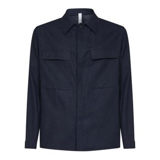 Hev&ograve; Light Jackets, male, Blue, Size: XL Specchiolla Overshirt