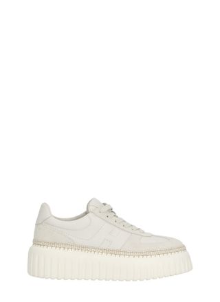 Hogan White H-Stripes Suede Inserts Sneakers