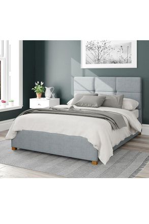 Aspire Home Accents Caine Upholstered Ottoman Storage Bed, Malham Weave Fabric in Light Blue | Size: Single