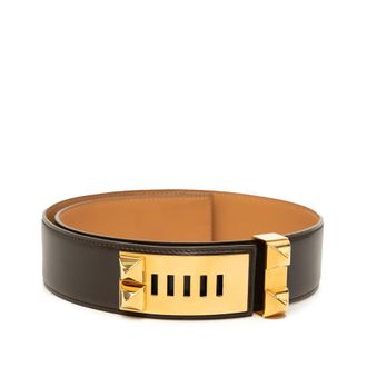 Herm&egrave;s Pre-owned Hermes Box Calf Collier de Chien Belt 70 Ladies ONC3IM5RNRMIYCRT