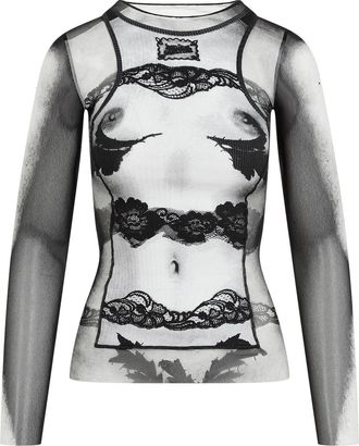 Jean Paul Gaultier Black Body Lace Mariniere Top-Donna