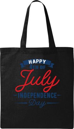 Generic Happy 4th Of July Independence Day Natural Ecological Cotton Tote Bag Black