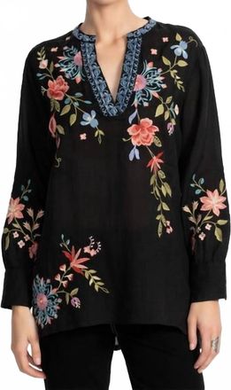 Johnny Was Kamiko Henley Voyager Tunic In Black