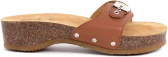 Scholl Pescura Heel Cork - Dames - Muiltjes - Bruin - 41 EU - Leer - Schoenen