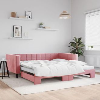 vidaXL Sof&aacute; Cama Nido Terciopelo Rosa 100x200 Cm Vidaxl