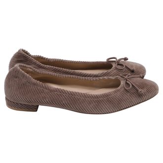 Stuart Weitzman Bria Ballet Flats in Brown Velvet Corduroy