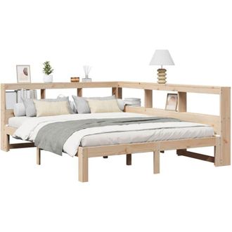 vidaXL Bookcase Bed without Mattress 160x200 cm Solid Wood Pine Vidaxl