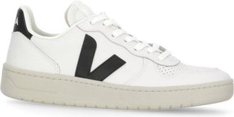 Veja White V-10 Prime Breathable Leather Sneakers