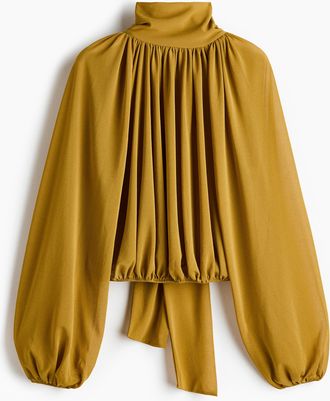 H&M Bluse mit Bindekragen - Yellow