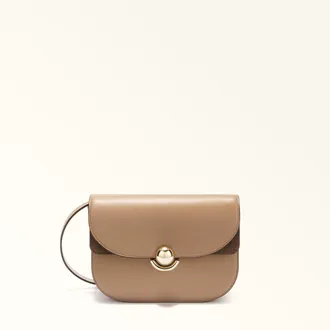 Furla Sfera Crossbody S Toffee Soft Calf Leather + Suede Woman