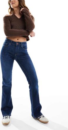 Only Ann mid rise flare jeans in dark blue