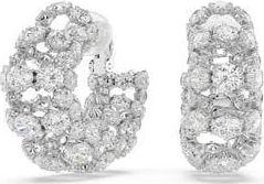 Swarovski Constella Pierced Earrings Hoop Hoop Rhodium Shiny White