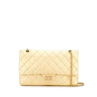 Chanel Pre-owned Leather chanel-bags - Dames - Vintage Schoudertas - Geel - ONE Size - Leer - Vintage