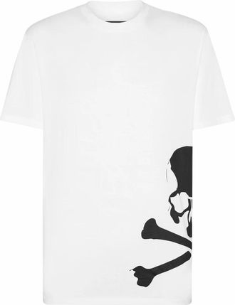 Philipp Plein T-shirt Ronde Hals SS Skull&Bones - Heren - T-shirts - Wit - 3XL - Katoen - Tops