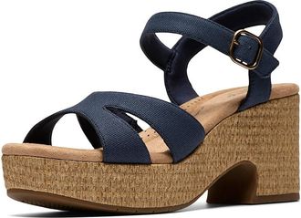 Clarks Nerisa Twist Womens Dress Sandals Navy Canvas : 7.5 B - Medium, Textile