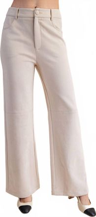 Glam Claire Straight-Leg Suede Pants In Cream