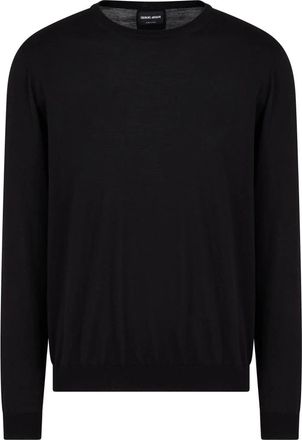 Giorgio Armani Trui met ronde hals - Heren - Ronde hals truien - Zwart - L - Katoen - Truien & Vesten