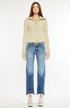 Kancan Megan Mid Rise Crop Straight Jeans in Medium Wash at Nordstrom, Size 25