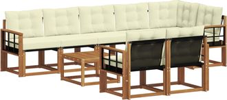 vidaXL Conjunto De Sof&aacute;s De Exterior 9 Uds. Natural Y Crema Vidaxl