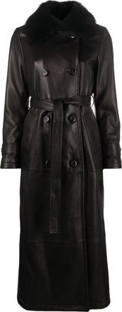 BLANCHA shearling-collar double-breasted coat - women - Cotton/Viscose/Sheep Skin/Shearling/Polyester - 42 - Black