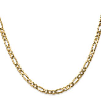 Diamond2Deal 10k Yellow Gold 4mm Flat Figaro Chain Necklace
