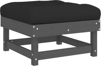 vidaXL Taburete de jardín con cojín madera maciza de pino gris Vidaxl