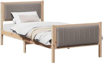 vidaXL Estructura De Cama Con Cabecera Marr&oacute;n Y Taupe 90 X 200 Cm Vidaxl