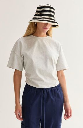 Crescent Semi Cropped Ruched Knit Top in White Melange at Nordstrom, Size X-Small