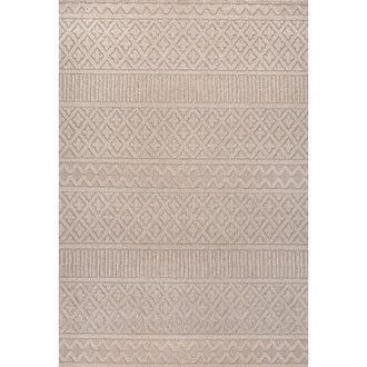 Jonathan Y Designs Ormond High-Low Modern Trellis Geometric Indoor/Outdoor Area Rug in Beige/gray at Nordstrom, Size 2Ft 0In X 8Ft 0In