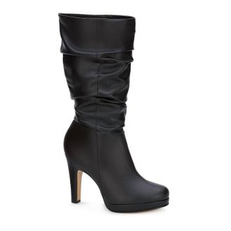 Andrea Womens High Heel Tall Slouch Boots In Black