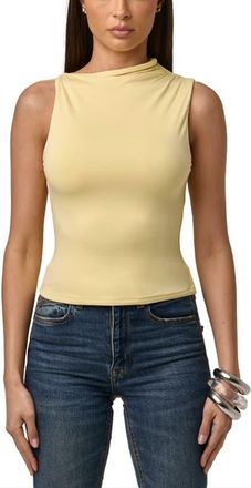 Naked Wardrobe Smooth Asymmetric Neck Sleeveless Top in Buttercream at Nordstrom, Size X-Small