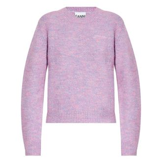 Ganni Round-neck Knitwear, female, Pink, L, Brushed Alpaca O-neck