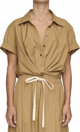 A.L.C. Lily Short Sleeve Cropped Cotton Shirt In Toffee
