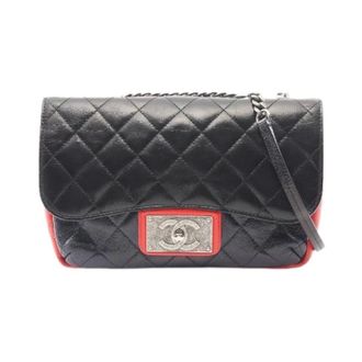 Chanel Pre-owned Matelasse Tricolor Leren Schoudertas - Dames - Pre-owned - Zwart - Maat: ONE Size Leer