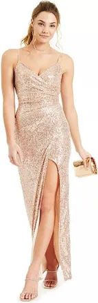 Emerald Sundae Juniors Sequin Side-Pleated Gown Pink Size Small