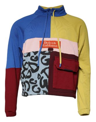 Dolce & Gabbana Multicolor Patchwork Men Sweatshirt Sweater Cotton Polyester Clothing