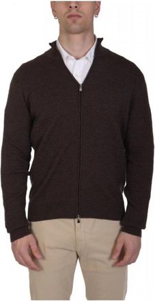 Gran Sasso Full Zip Cardigan - Heren - Vesten - Bruin - XL - Wol - Truien & Vesten