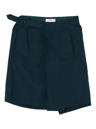 Facetasm belted asymmetrical shorts - men - Cotton/Hemp - 3 - Blue