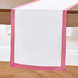 Solino Home Linen Table Runner for Dining Table, Holiday and Everyday Table Decor - Classic in Pink Carnation And White at Nordstrom, Size Small