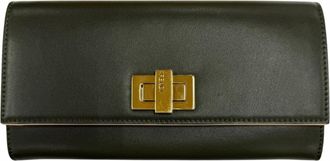Fendi Dark Green Leather Long Wallet (Bi-Fold) (Pre-Owned)